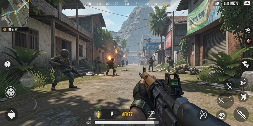 Tampilan mendebarkan dari gameplay TPS AFK77.