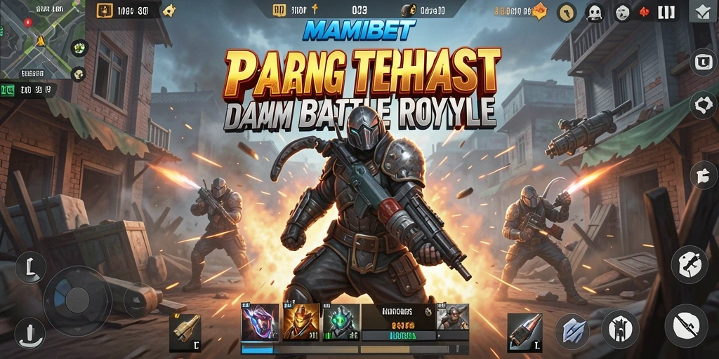 Screenshot MAMIBET menampilkan aksi seru di medan perang.