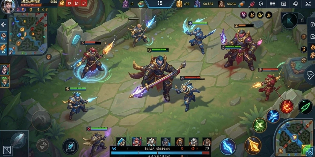 Gameplay seru di arena MOBA MEGAWIN188.