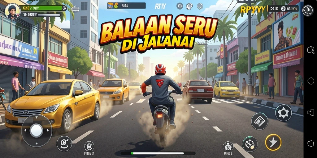 Screenshot utama RPYYY menampilkan balapan seru dengan grafis menawan.