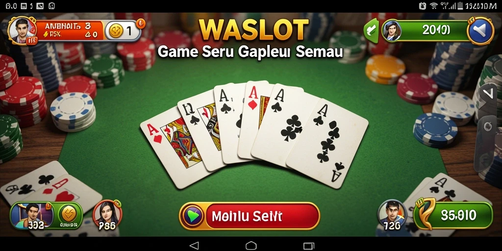 Tampilan screenshot utama dari gameplay Gaple yang menyenangkan di WASLOT.